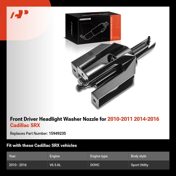 Front Driver Headlight Washer Nozzle for 2010-2011 2014-2016 Cadillac SRX