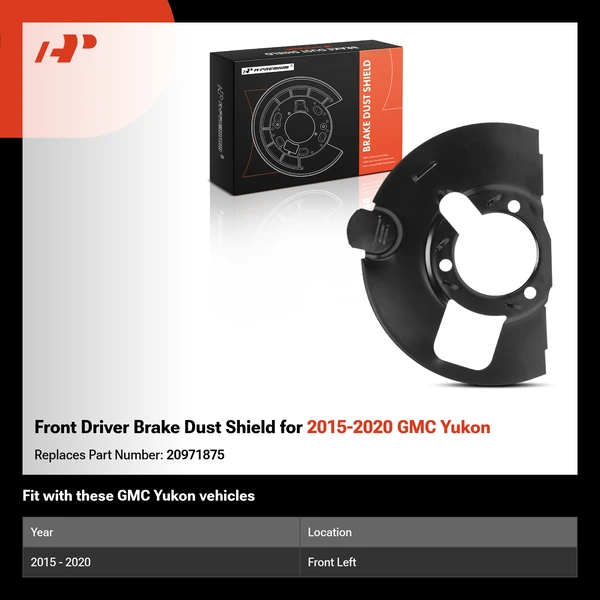 Front Driver Brake Dust Shield for 2015-2020 GMC Yukon