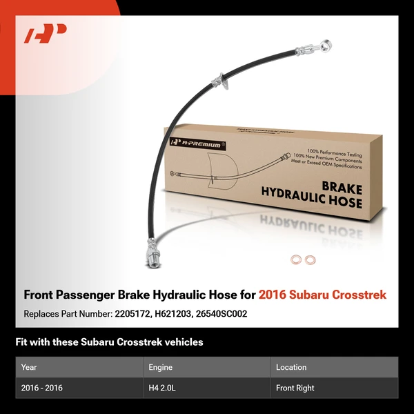 Front Passenger Brake Hydraulic Hose for 2016 Subaru Crosstrek