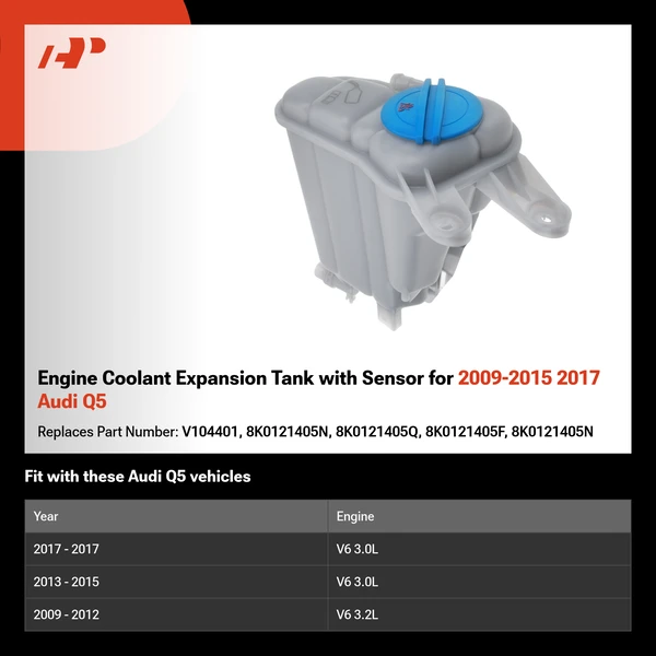 Engine Coolant Expansion Tank with Sensor for 2009-2015 2017 Audi Q5