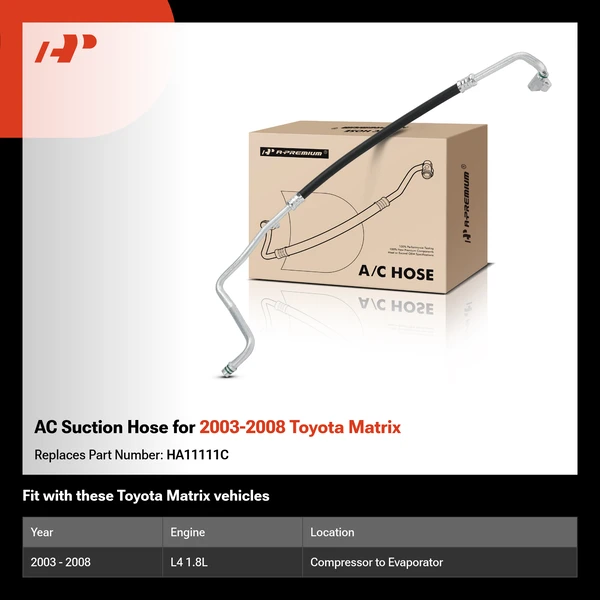 AC Suction Hose for 2003-2008 Toyota Matrix