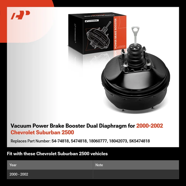 Vacuum Power Brake Booster Dual Diaphragm for 2000-2002 Chevrolet Suburban 2500