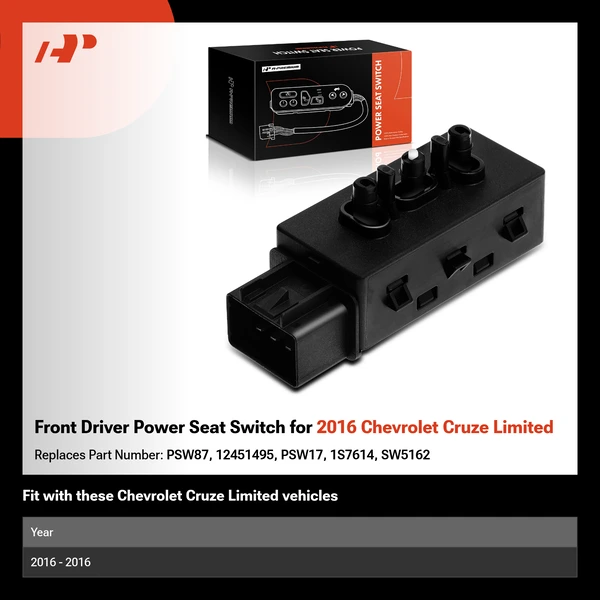 Front Driver Power Seat Switch for 2016 Chevrolet Cruze Limited