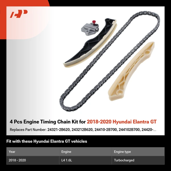 4 Pcs Engine Timing Chain Kit for 2018-2020 Hyundai Elantra GT