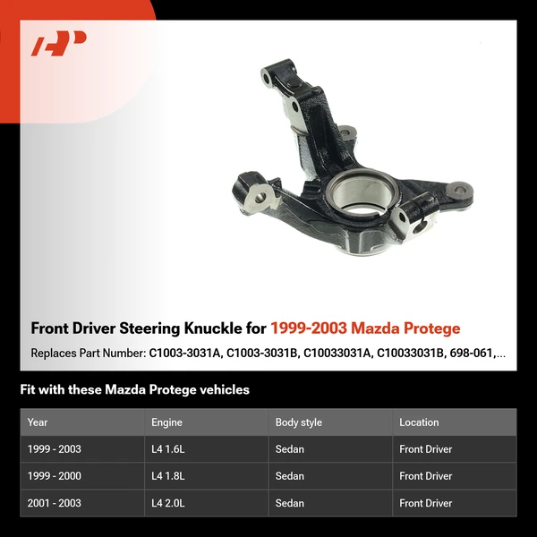Front Driver Steering Knuckle for 1999-2003 Mazda Protege