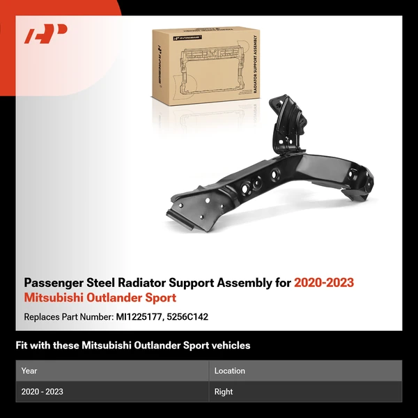 Passenger Steel Radiator Support Assembly for 2020-2023 Mitsubishi Outlander Sport