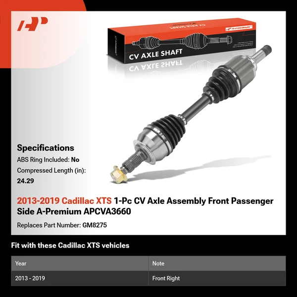2013-2019 Cadillac XTS 1-Pc CV Axle Assembly Front Passenger Side A-Premium APCVA3660