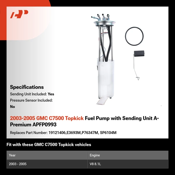 2003-2005 GMC C7500 Topkick Fuel Pump with Sending Unit A-Premium APFP0993