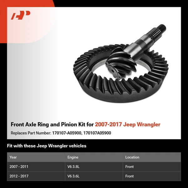 Front Axle Ring and Pinion Kit for 2007-2017 Jeep Wrangler