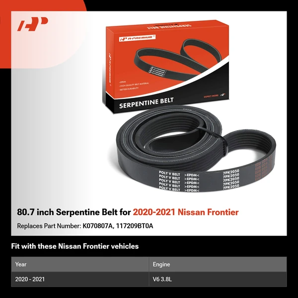 80.7 inch Serpentine Belt for 2020-2021 Nissan Frontier