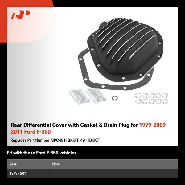 Rear Differential Cover with Gasket & Drain Plug for 1979-2009 2011 Ford F-350