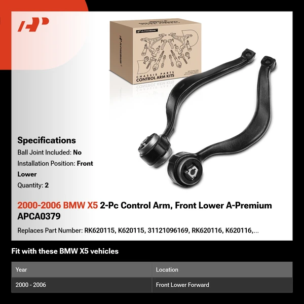 2000-2006 BMW X5 2-Pc Control Arm, Front Lower A-Premium APCA0379