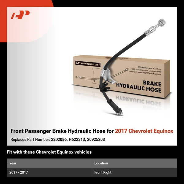 Front Passenger Brake Hydraulic Hose for 2017 Chevrolet Equinox