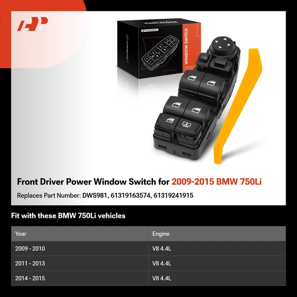 Front Driver Power Window Switch for 2009-2015 BMW 750Li