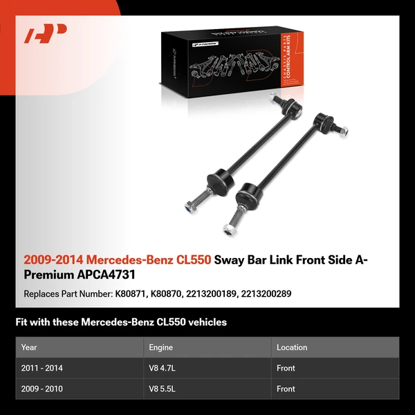 2009-2014 Mercedes-Benz CL550 Sway Bar Link Front Side A-Premium APCA4731