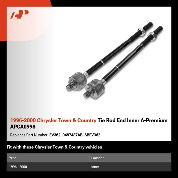 1996-2000 Chrysler Town & Country Tie Rod End Inner A-Premium APCA0998