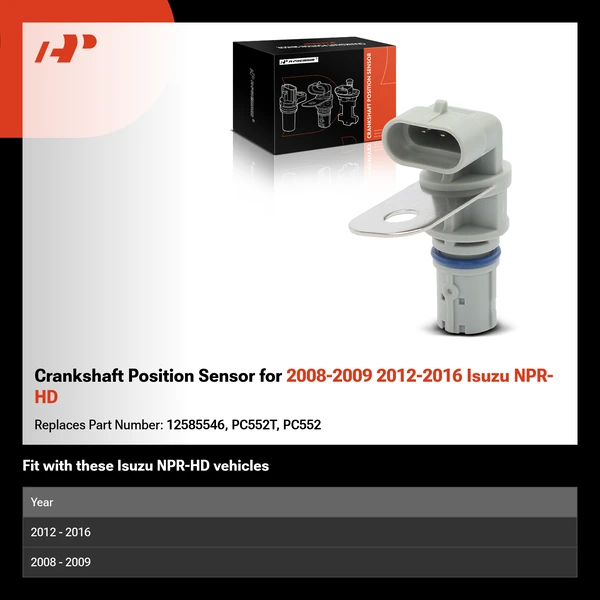Crankshaft Position Sensor for 2008-2009 2012-2016 Isuzu NPR-HD
