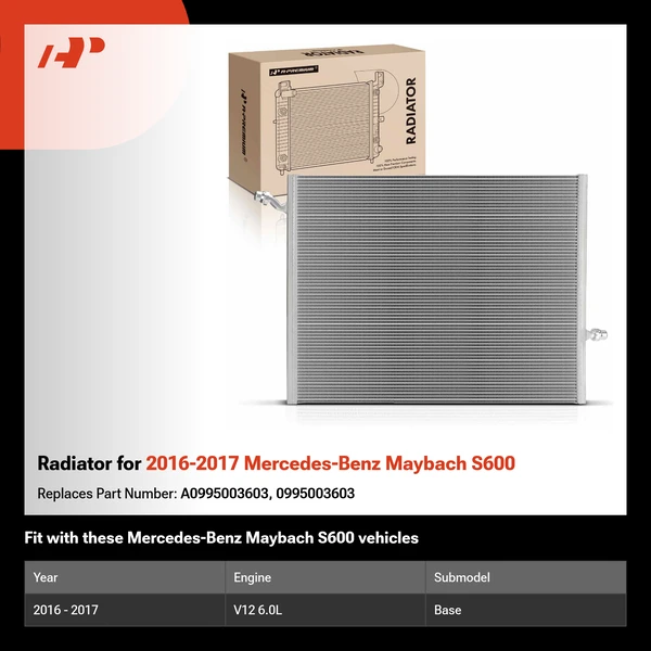 Radiator for 2016-2017 Mercedes-Benz Maybach S600