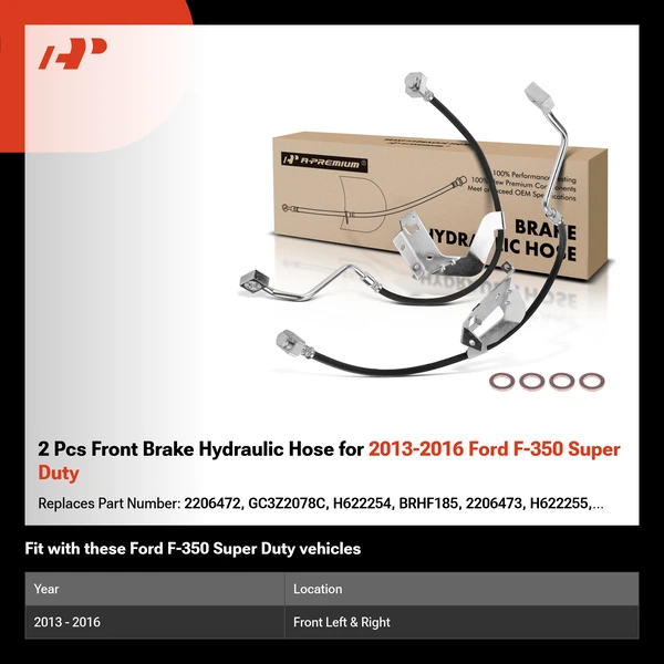 2 Pcs Front Brake Hydraulic Hose for 2013-2016 Ford F-350 Super Duty