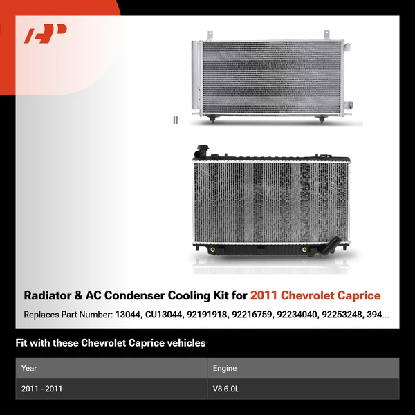 Radiator & AC Condenser Cooling Kit for 2011 Chevrolet Caprice