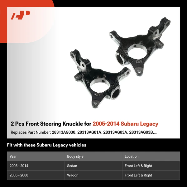 2 Pcs Front Steering Knuckle for 2005-2014 Subaru Legacy