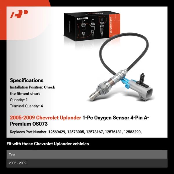 2005-2009 Chevrolet Uplander 1-Pc Oxygen Sensor 4-Pin A-Premium OS073