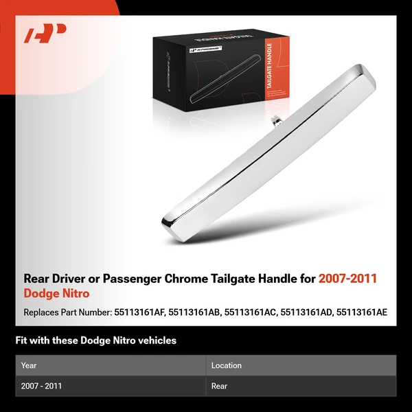 Rear Driver or Passenger Chrome Tailgate Handle for 2007-2011 Dodge Nitro