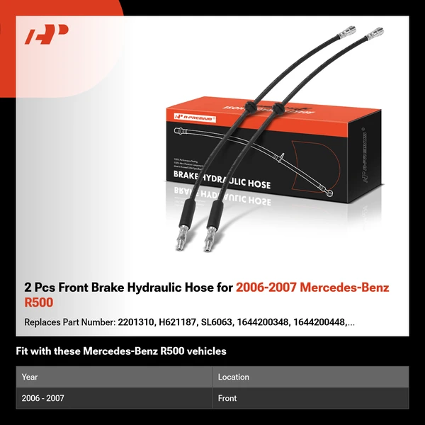 2 Pcs Front Brake Hydraulic Hose for 2006-2007 Mercedes-Benz R500