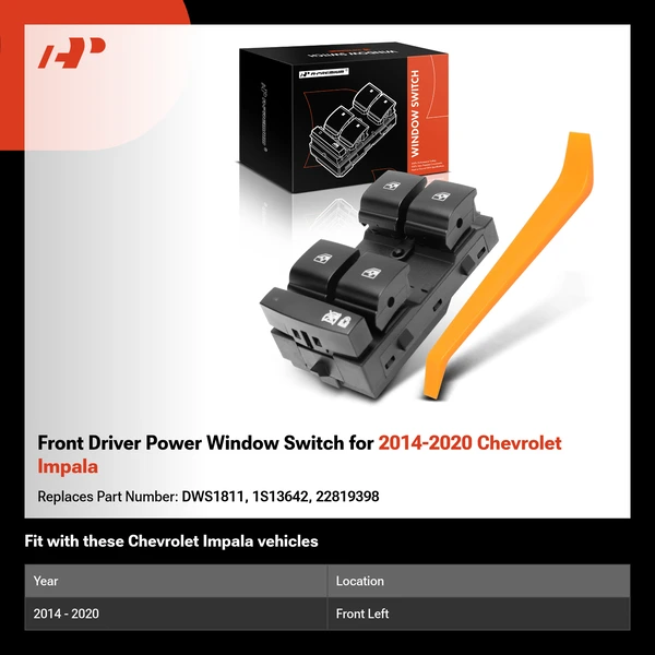 Front Driver Power Window Switch for 2014-2020 Chevrolet Impala