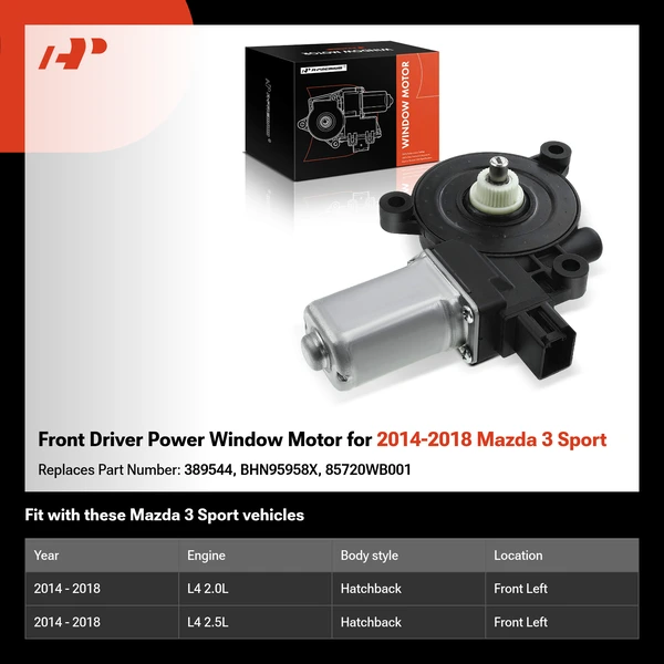 Front Driver Power Window Motor for 2014-2018 Mazda 3 Sport