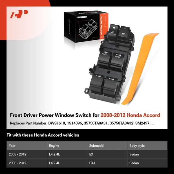 Front Driver Power Window Switch for 2008-2012 Honda Accord