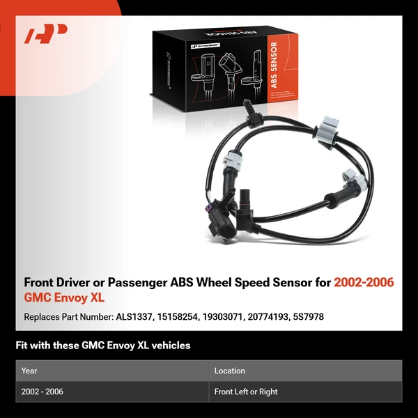 Front Driver or Passenger ABS Wheel Speed Sensor for 2002-2006 GMC Envoy XL
