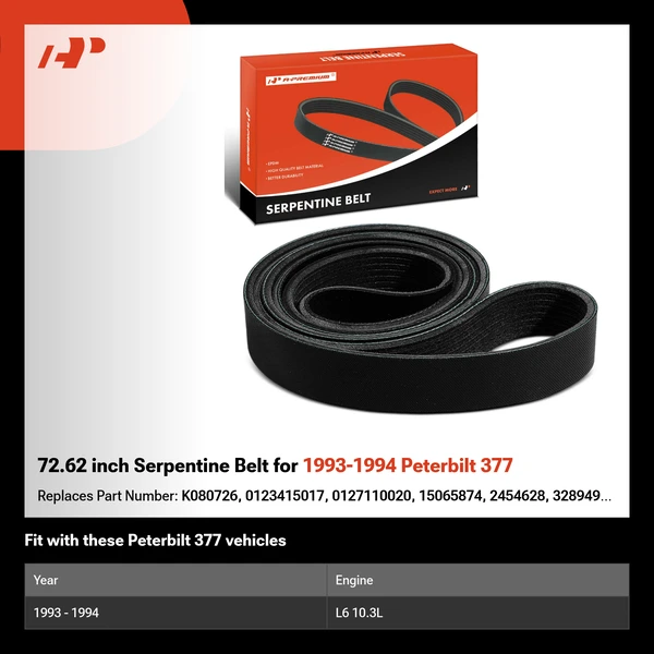 72.62 inch Serpentine Belt for 1993-1994 Peterbilt 377