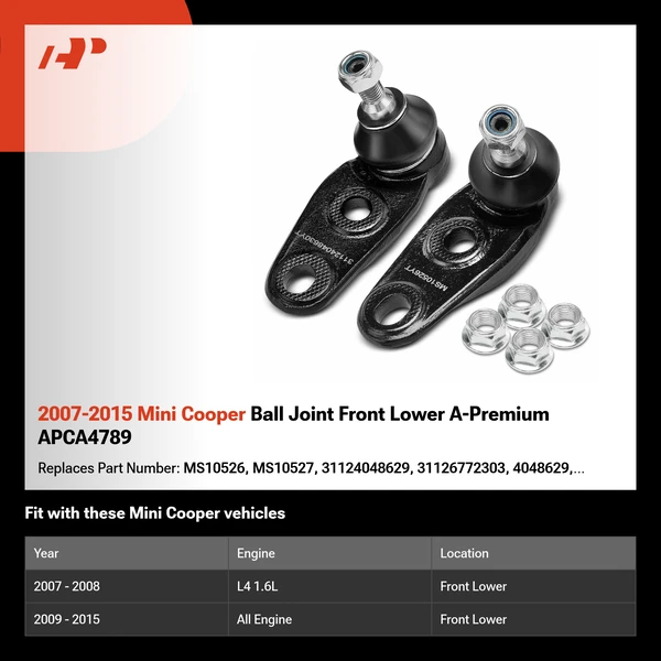 2007-2015 Mini Cooper Ball Joint Front Lower A-Premium APCA4789