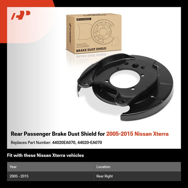 Rear Passenger Brake Dust Shield for 2005-2015 Nissan Xterra