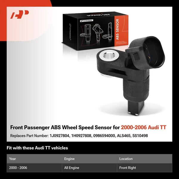 Front Passenger ABS Wheel Speed Sensor for 2000-2006 Audi TT