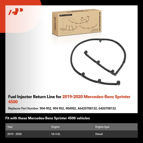 Fuel Injector Return Line for 2019-2020 Mercedes-Benz Sprinter 4500