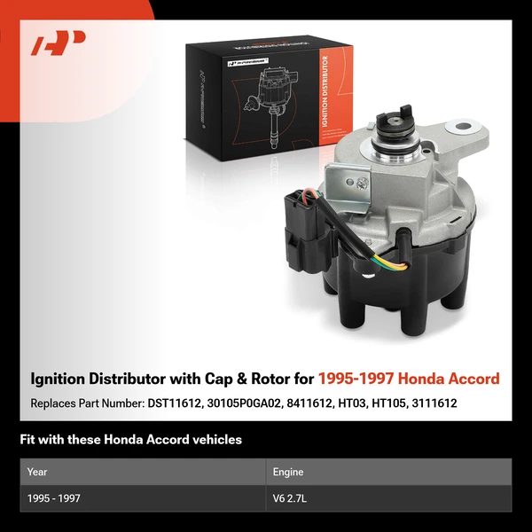 Ignition Distributor with Cap & Rotor for 1995-1997 Honda Accord