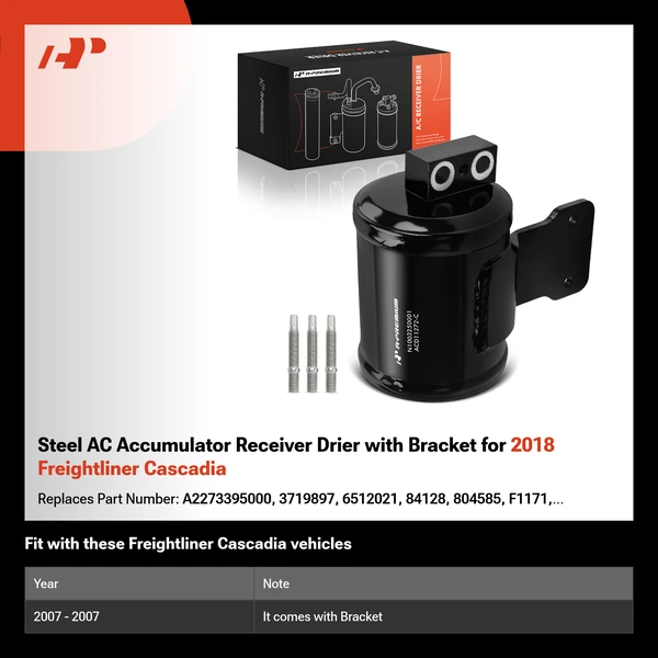 Steel AC Accumulator Receiver Drier with Bracket for 2018 Freightliner Cascadia