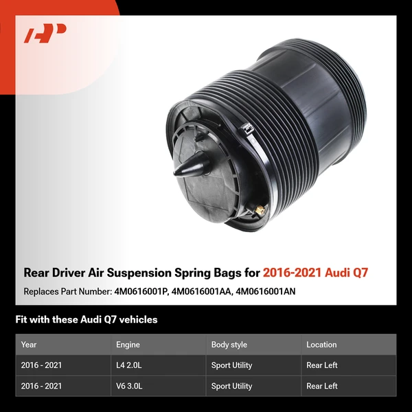 Rear Driver Air Suspension Spring Bags for 2016-2021 Audi Q7