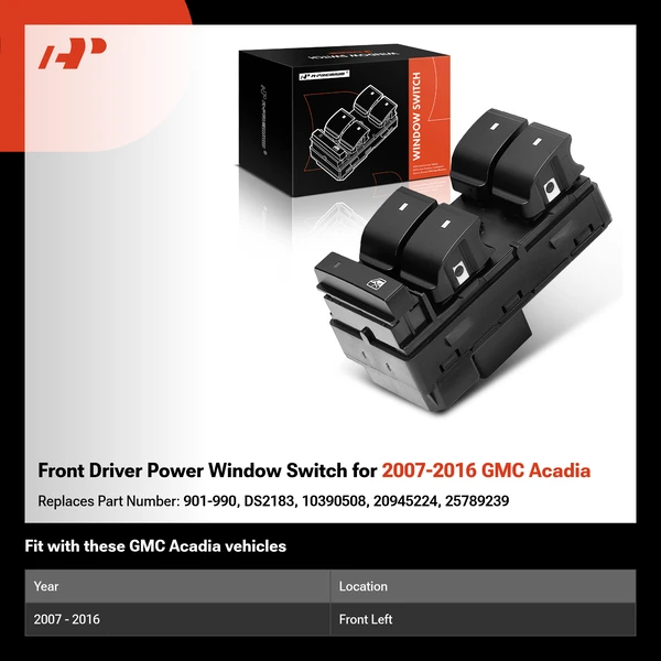 Front Driver Power Window Switch for 2007-2016 GMC Acadia