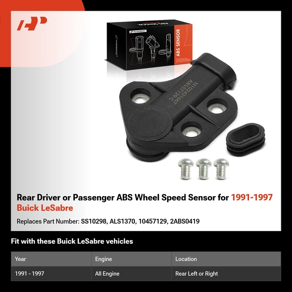 Rear Driver or Passenger ABS Wheel Speed Sensor for 1991-1997 Buick LeSabre