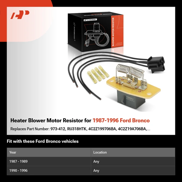 Heater Blower Motor Resistor for 1987-1996 Ford Bronco