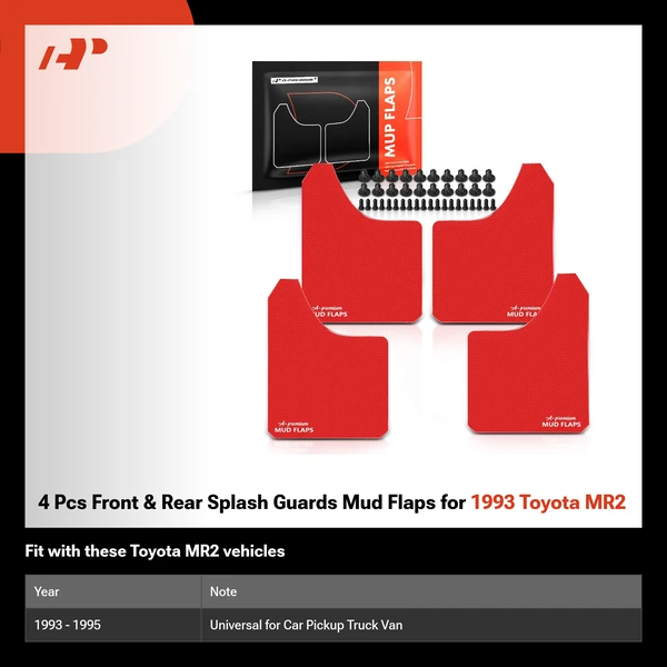 4 Pcs Front & Rear Splash Guards Mud Flaps for 1993 Toyota MR2