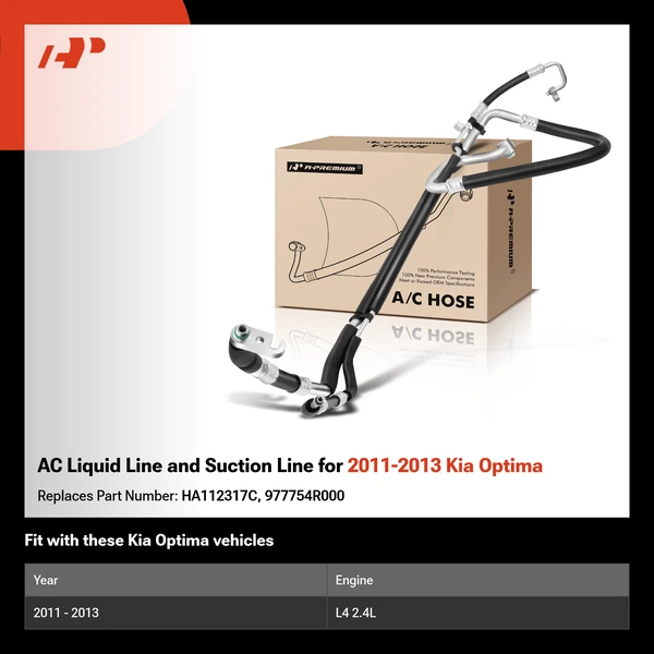 AC Liquid Line and Suction Line for 2011-2013 Kia Optima