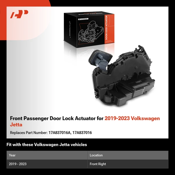 Front Passenger Door Lock Actuator for 2019-2023 Volkswagen Jetta