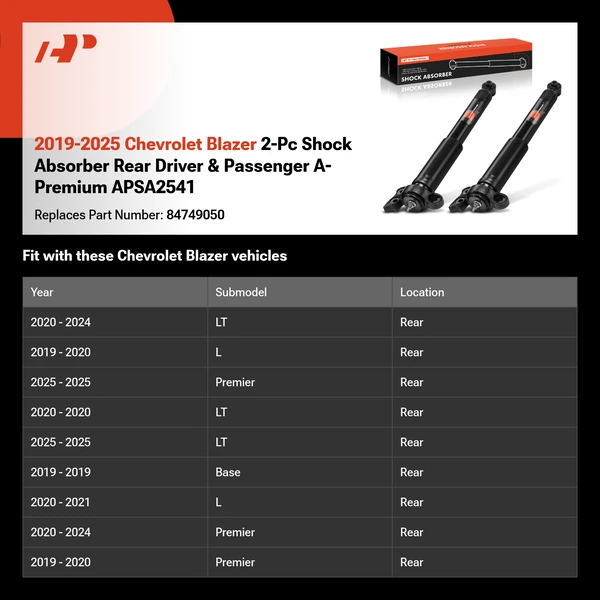 2019-2025 Chevrolet Blazer 2-Pc Shock Absorber Rear Driver & Passenger A-Premium APSA2541