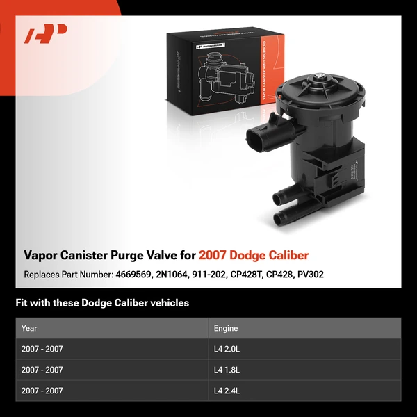 Vapor Canister Purge Valve for 2007 Dodge Caliber