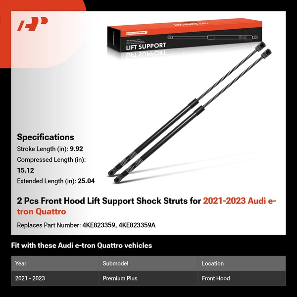 2 Pcs Front Hood Lift Support Shock Struts for 2021-2023 Audi e-tron Quattro