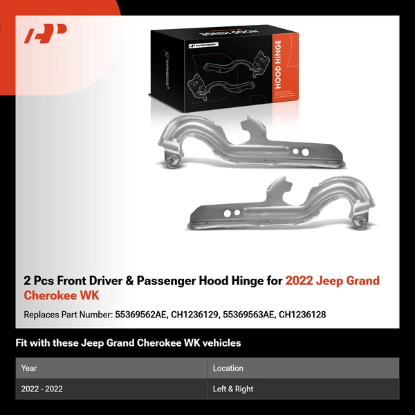 2 Pcs Front Driver & Passenger Hood Hinge for 2022 Jeep Grand Cherokee WK